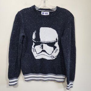 Star Wars Storm trooper black with stars knit sweater youth size 12 XL